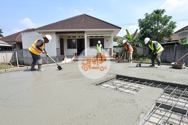 Pengecoran dak beton menggunakan pompa